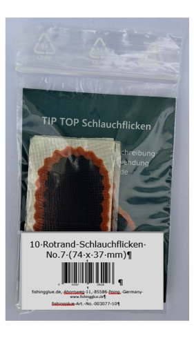 10 Tube Patches No.7 (74 X 37 mm) Red Edge